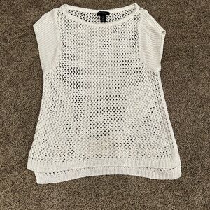 WHITE HOUSE BLACK MARKET Open Stitch Crochet Sweater  Women Top white m